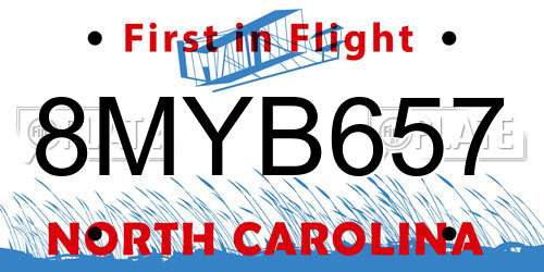 8MYB657 North Carolina License Plate