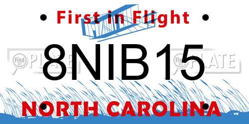 8NIB15 North Carolina License Plate