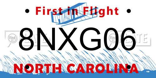 8NXG06 North Carolina License Plate