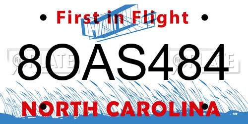 8OAS484 North Carolina License Plate