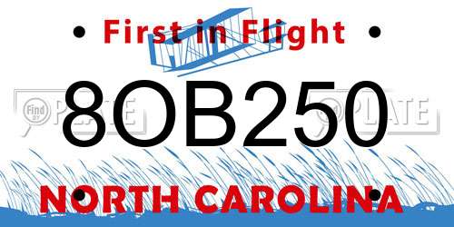 8OB250 North Carolina License Plate
