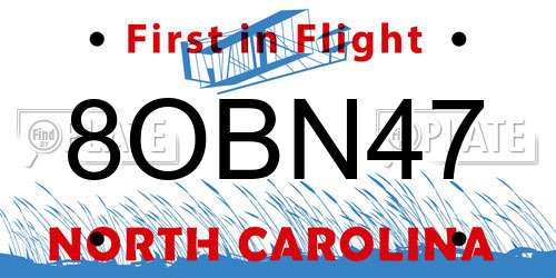 8OBN47 North Carolina License Plate
