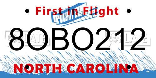 8OBO212 North Carolina License Plate