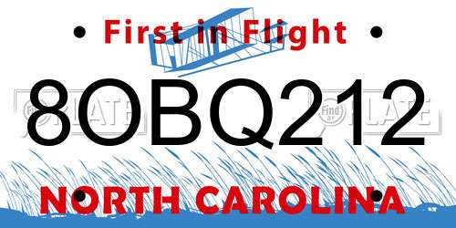8OBQ212 North Carolina License Plate