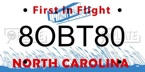 8OBT80 North Carolina License Plate