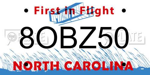 8OBZ50 North Carolina License Plate