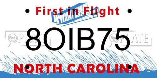 8OIB75 North Carolina License Plate