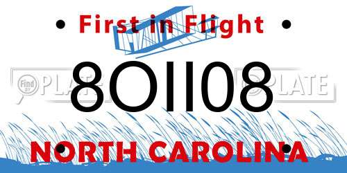 8OII08 North Carolina License Plate