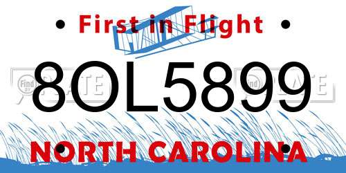 8OL5899 North Carolina License Plate