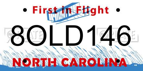 8OLD146 North Carolina License Plate