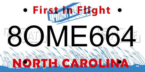 8OME664 North Carolina License Plate