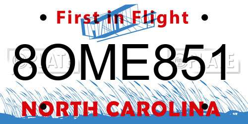 8OME851 North Carolina License Plate