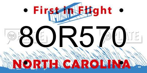 8OR570 North Carolina License Plate