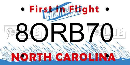 8ORB70 North Carolina License Plate