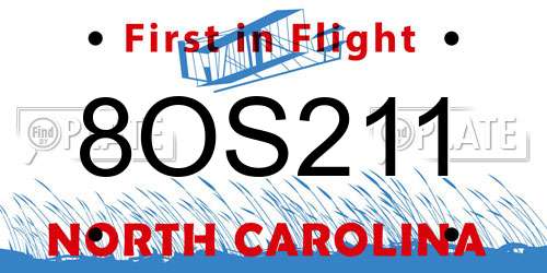8OS211 North Carolina License Plate