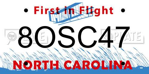 8OSC47 North Carolina License Plate