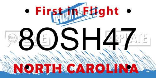 8OSH47 North Carolina License Plate