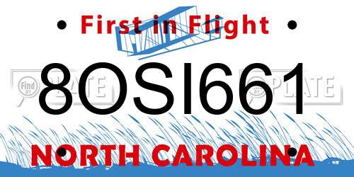 8OSI661 North Carolina License Plate