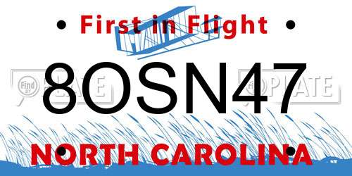 8OSN47 North Carolina License Plate