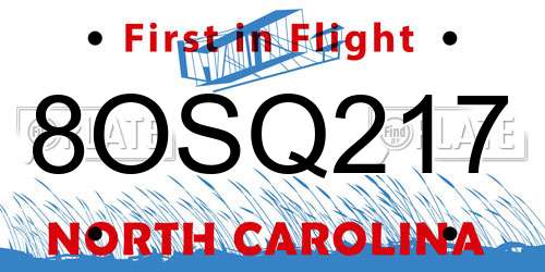 8OSQ217 North Carolina License Plate
