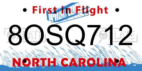 8OSQ712 North Carolina License Plate