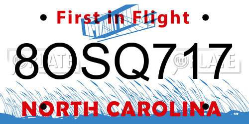 8OSQ717 North Carolina License Plate