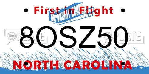 8OSZ50 North Carolina License Plate