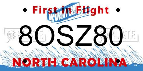 8OSZ80 North Carolina License Plate