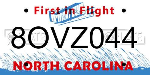 8OVZ044 North Carolina License Plate