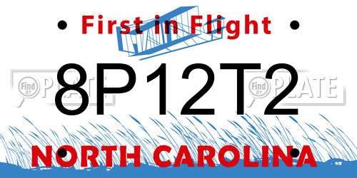 8P12T2 North Carolina License Plate