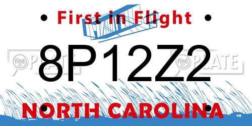 8P12Z2 North Carolina License Plate