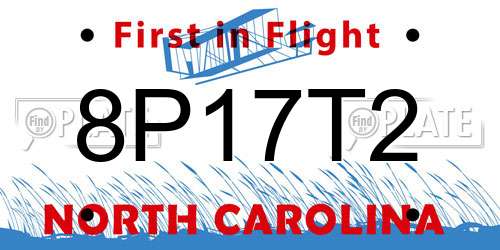 8P17T2 North Carolina License Plate