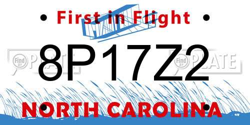 8P17Z2 North Carolina License Plate