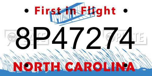 8P47274 North Carolina License Plate