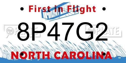 8P47G2 North Carolina License Plate