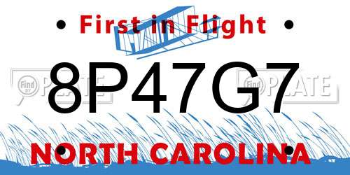 8P47G7 North Carolina License Plate