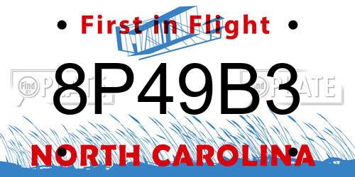 8P49B3 North Carolina License Plate