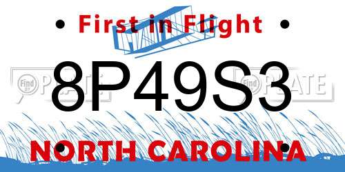 8P49S3 North Carolina License Plate