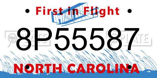 8P55587 North Carolina License Plate