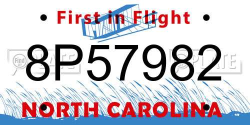 8P57982 North Carolina License Plate