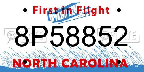 8P58852 North Carolina License Plate
