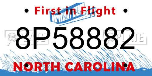 8P58882 North Carolina License Plate