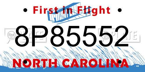 8P85552 North Carolina License Plate