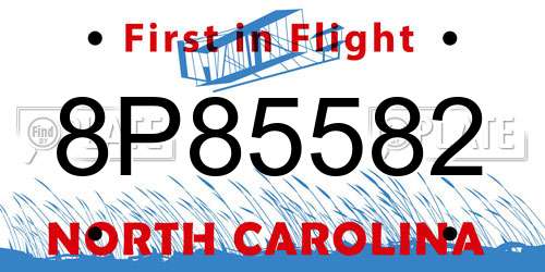 8P85582 North Carolina License Plate