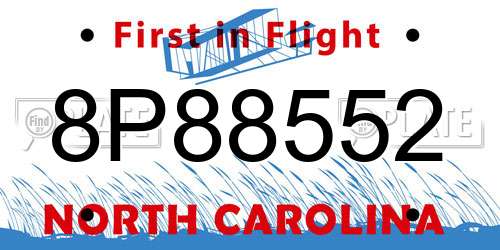 8P88552 North Carolina License Plate