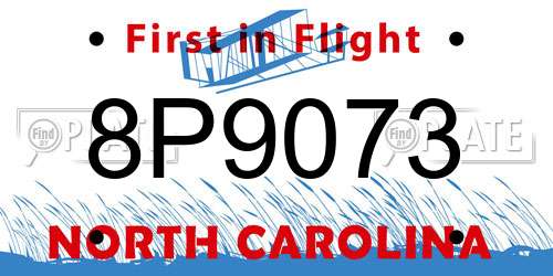 8P9073 North Carolina License Plate