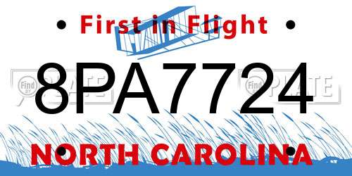 8PA7724 North Carolina License Plate