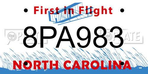 8PA983 North Carolina License Plate
