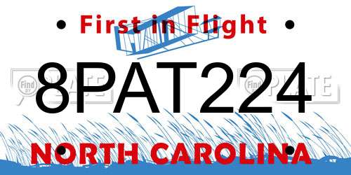 8PAT224 North Carolina License Plate