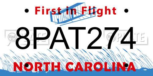 8PAT274 North Carolina License Plate